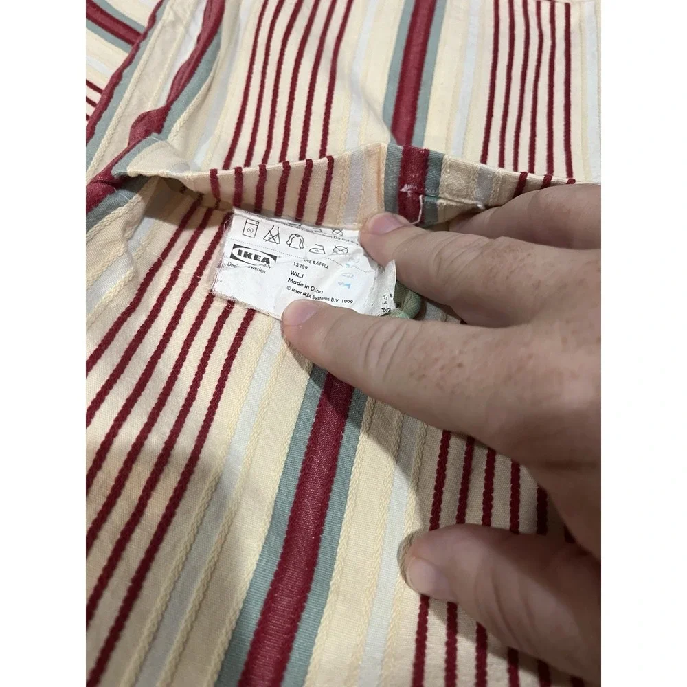 IKEA Alvine Raffla Pillow Cover  SET (2) 25x25 Woven Stripes Red Cream‎ Blue